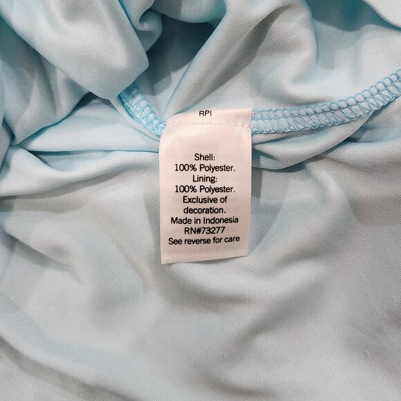 LC Lauren Conrad Pomegranate Print Faux Wrap Blue and Green Lightweig Dress - Picture 6 of 6